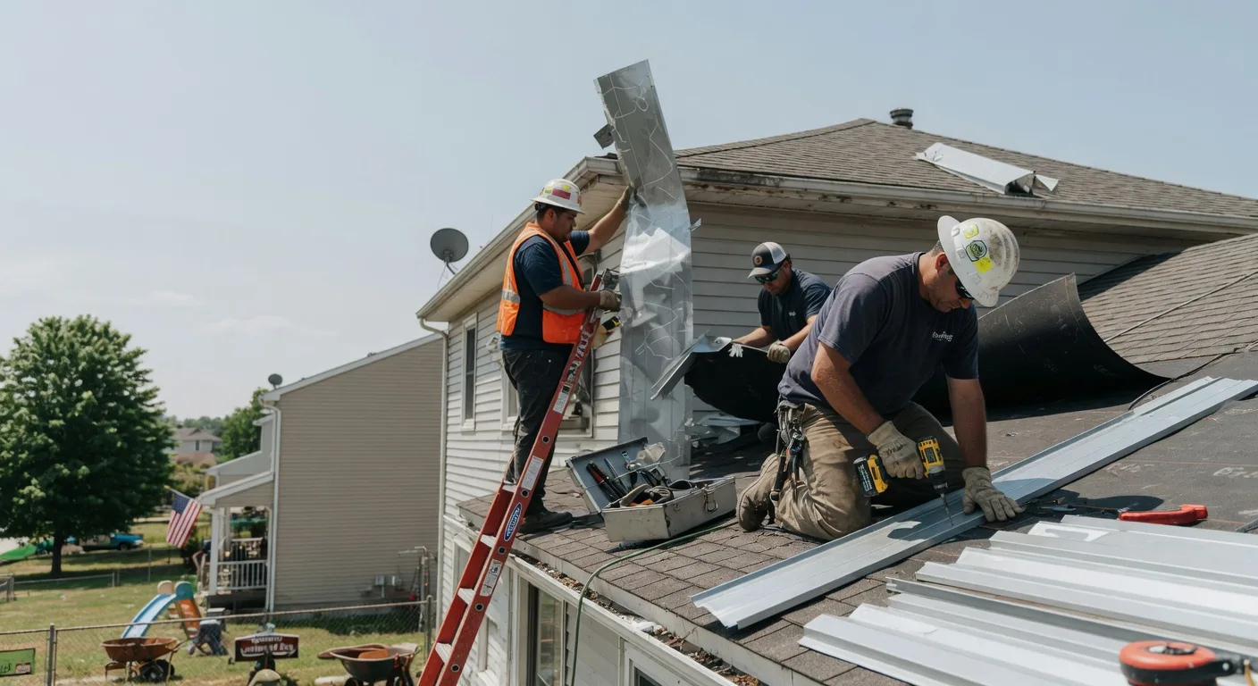 Storm Damage Metal Roof Repair in East Norwich, NY